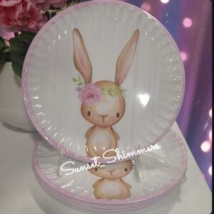 8pc Easter Bunny Floral Rose Melamine Salad Appetizer Dessert Plate Set New